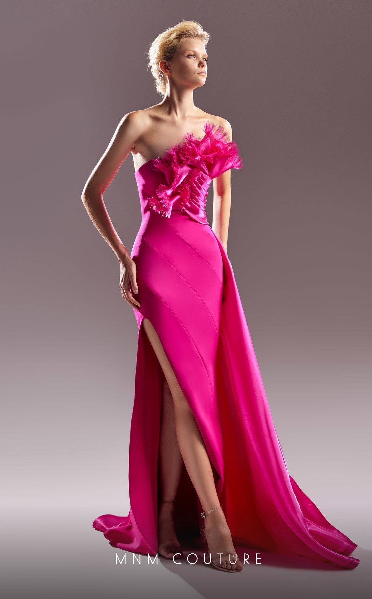 Formal Dresses Fitted Long Slit Formal Evening Dress Fuchsia