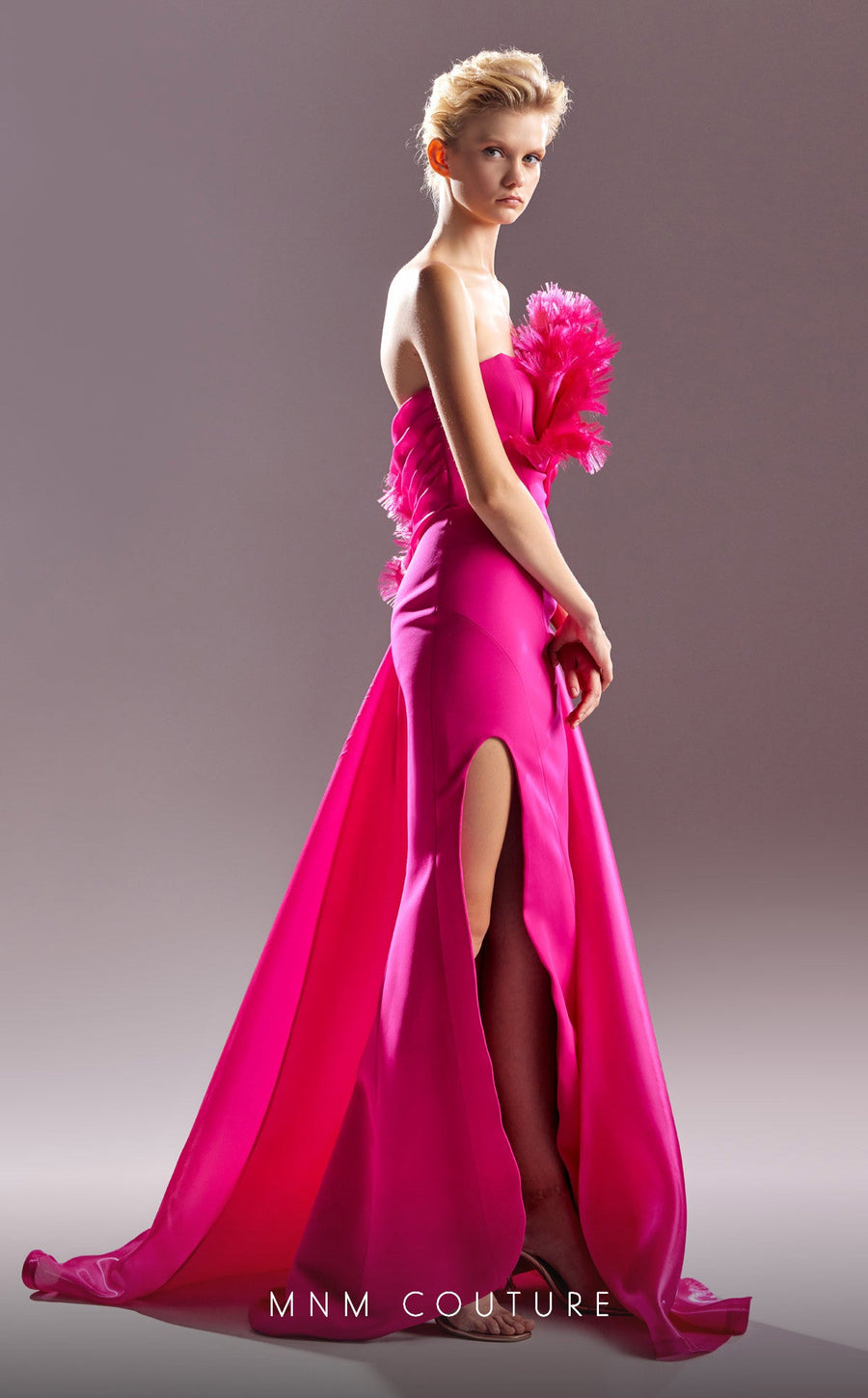 Formal Dresses Fitted Long Slit Formal Evening Dress Fuchsia