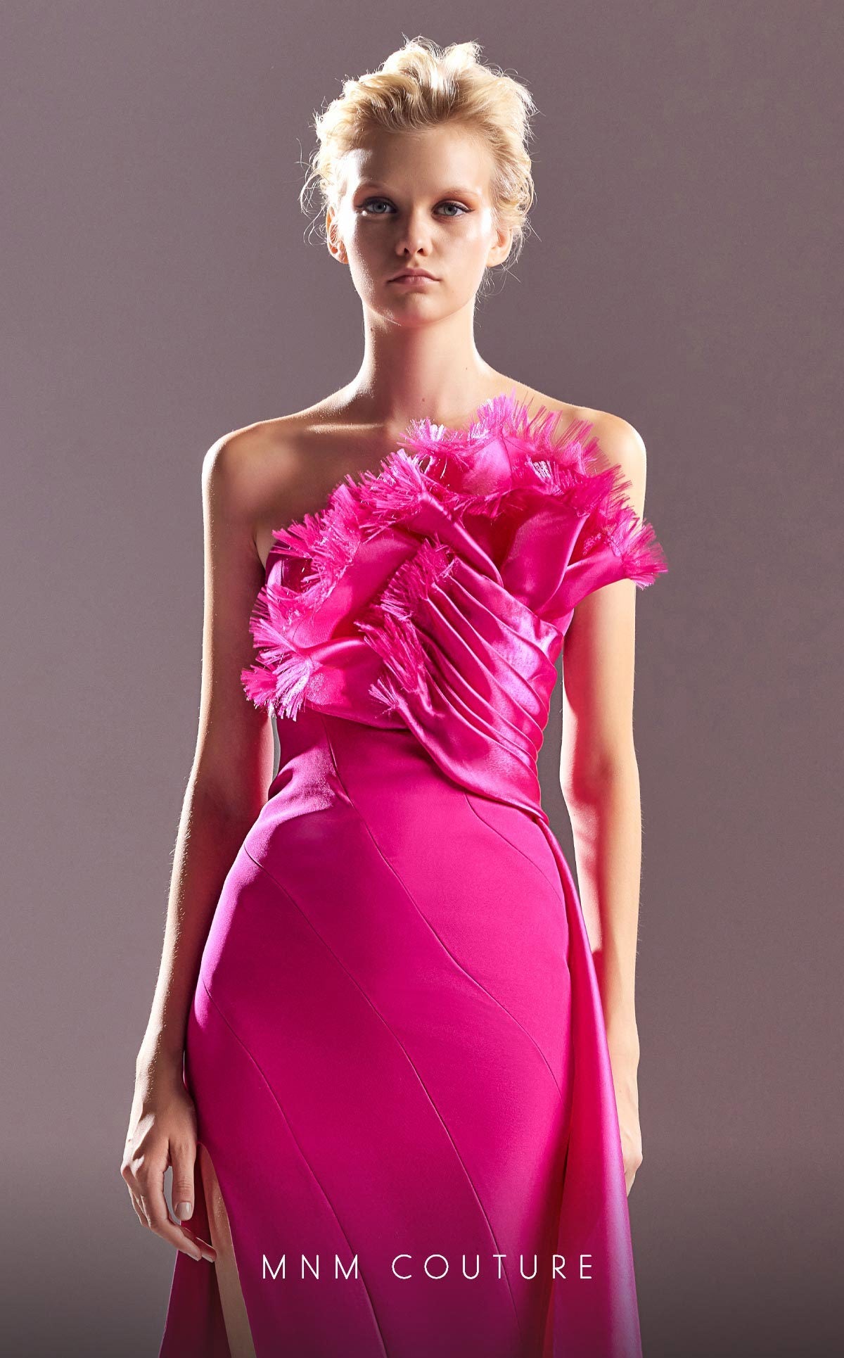 Formal Dresses Fitted Long Slit Formal Evening Dress Fuchsia