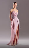 Formal Dresses Long Formal Pleated Slit Evening Dress Pink