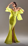 Formal Dresses Long Slit Ruched Formal Evening Dress  Lime