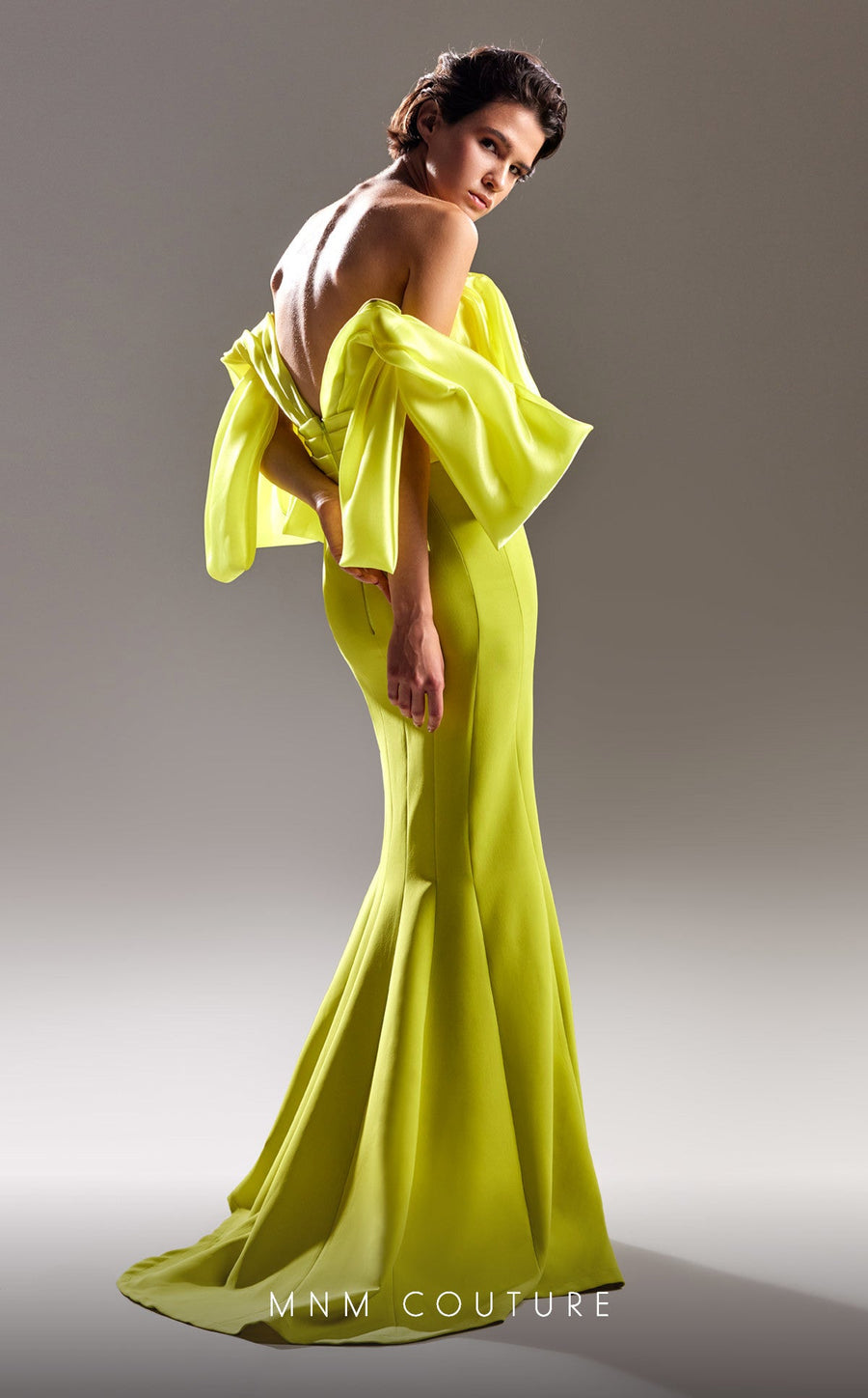 Formal Dresses Long Slit Ruched Formal Evening Dress  Lime