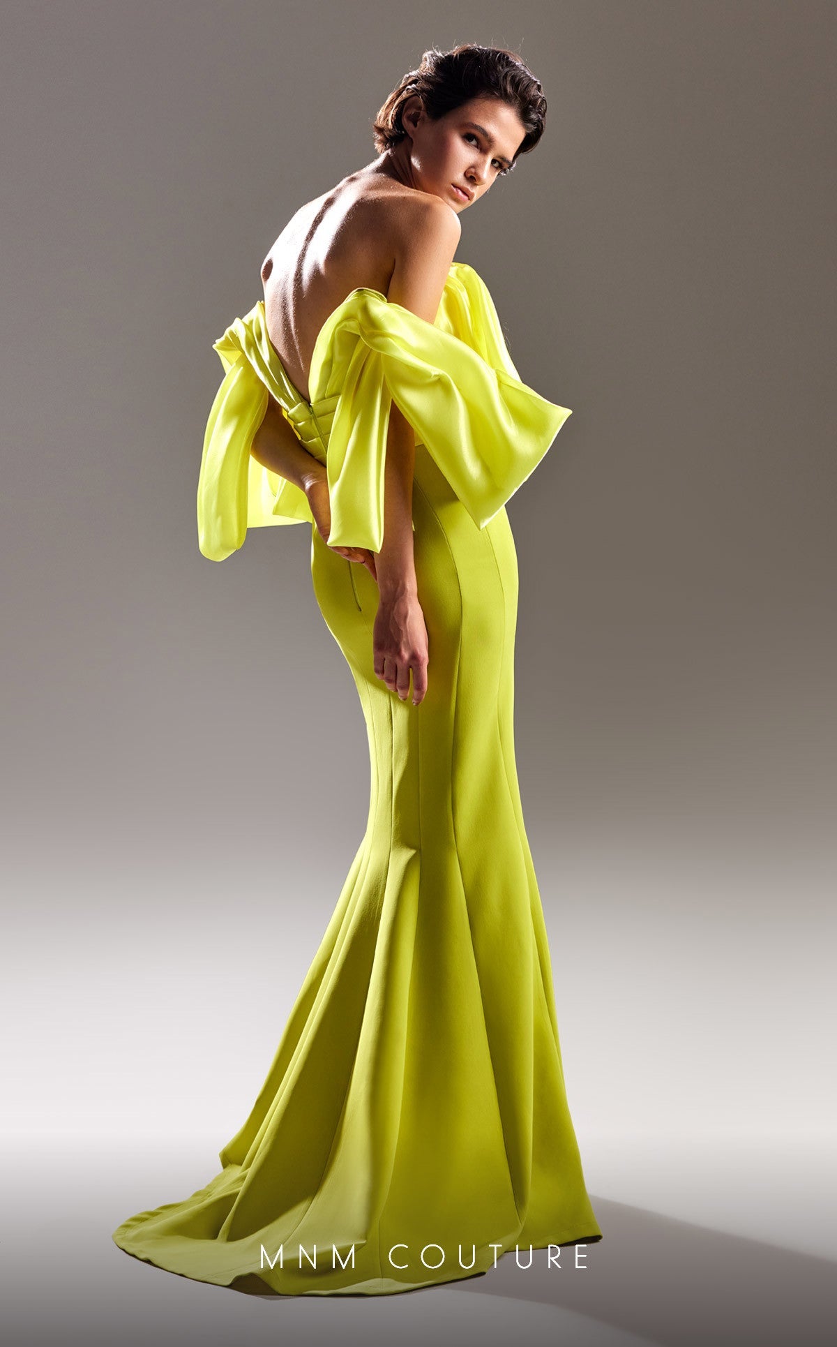 Formal Dresses Long Slit Ruched Formal Evening Dress  Lime