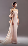 Formal Dresses Fitted Ruched Bow Long Formal Dress Beige