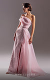 Formal Dresses Beaded Long Slit Overskirt Formal Evening Dress Pink