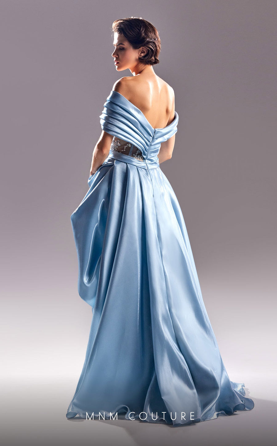 Formal Dresses Pleated Long Formal Overskirt Evening Dress Blue