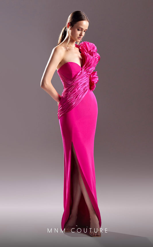 Formal Dresses Long Fitted Ruched Formal Evening Dress Fuchsia