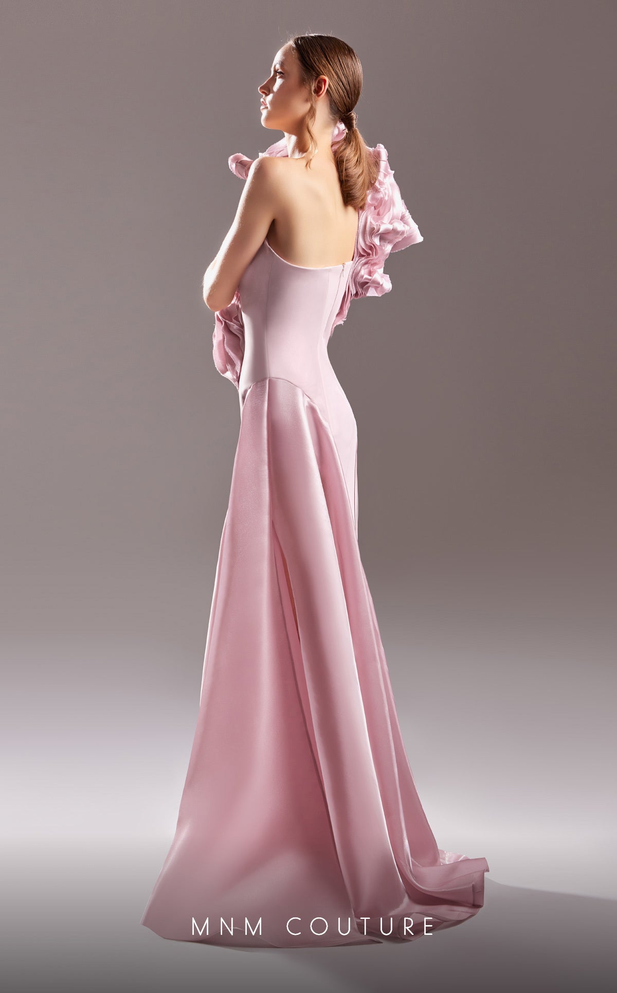 Formal Dresses A Line Long Ruffle Formal Dress Pink