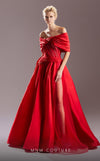 Prom Dresses A Line Long Ruched Slit Formal Prom Dress Red