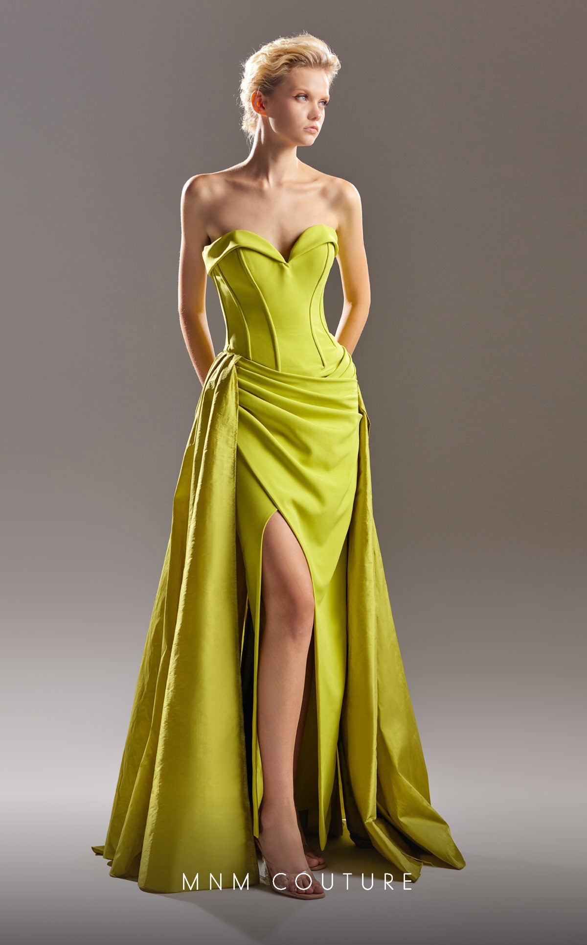 Formal Dresses Overskirt Long Formal Fitted Evening Dress Lime
