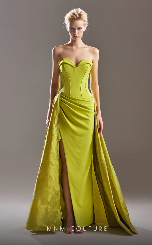 Formal Dresses Overskirt Long Formal Fitted Evening Dress Lime