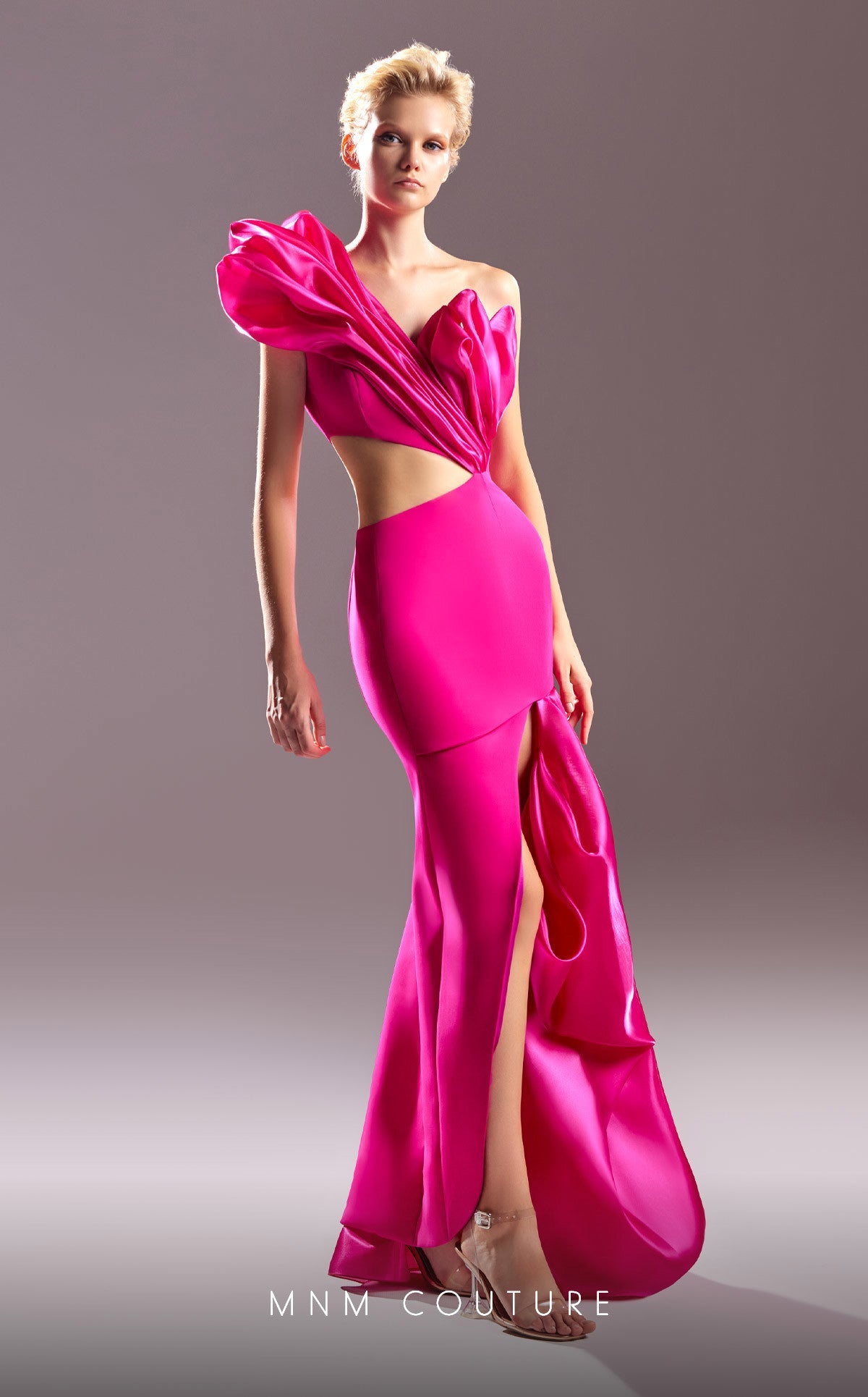 Prom Dresses Long Formal Pleated Slit Prom Dress Fuchsia