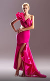 Prom Dresses Long Formal Pleated Slit Prom Dress Fuchsia
