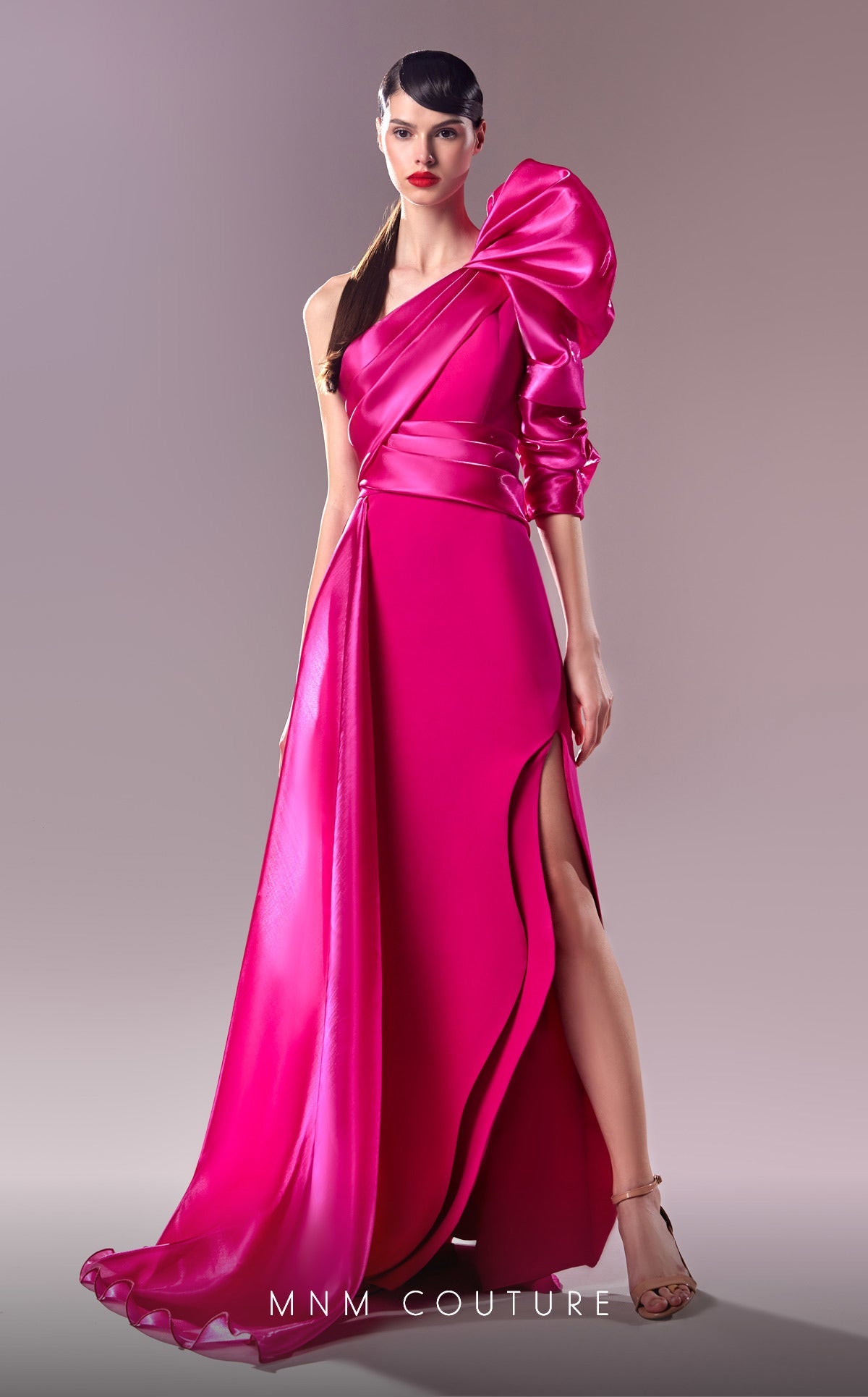 Formal Dresses Long Slit A Line Overskirt Formal Evening Dress  Fuchsia