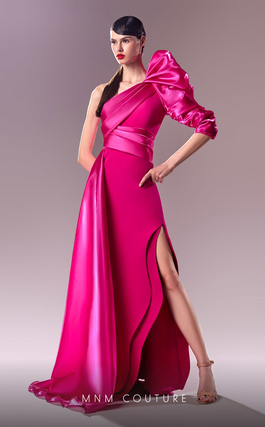 Formal Dresses Long Slit A Line Overskirt Formal Evening Dress  Fuchsia