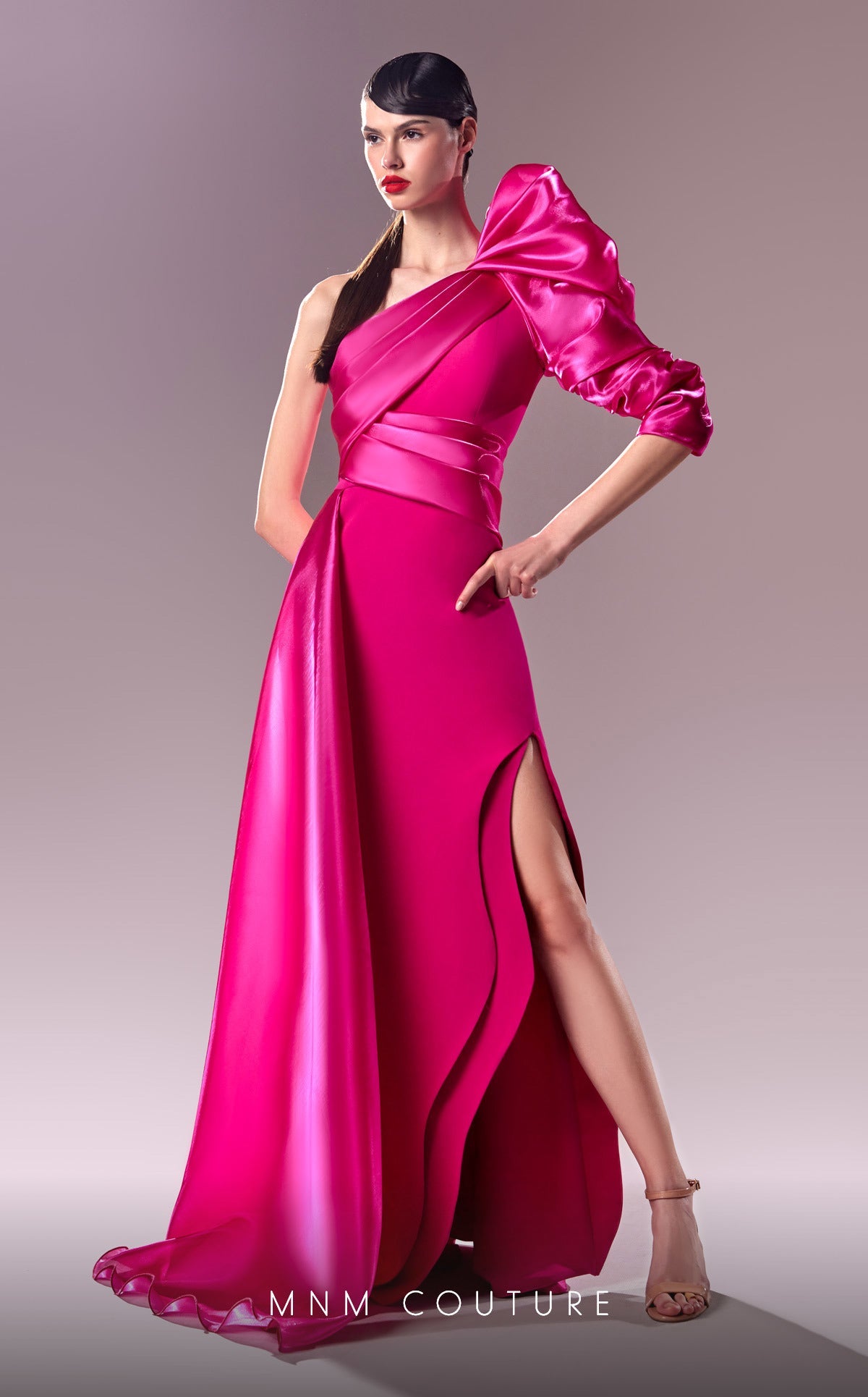 Formal Dresses Long Slit A Line Overskirt Formal Evening Dress  Fuchsia