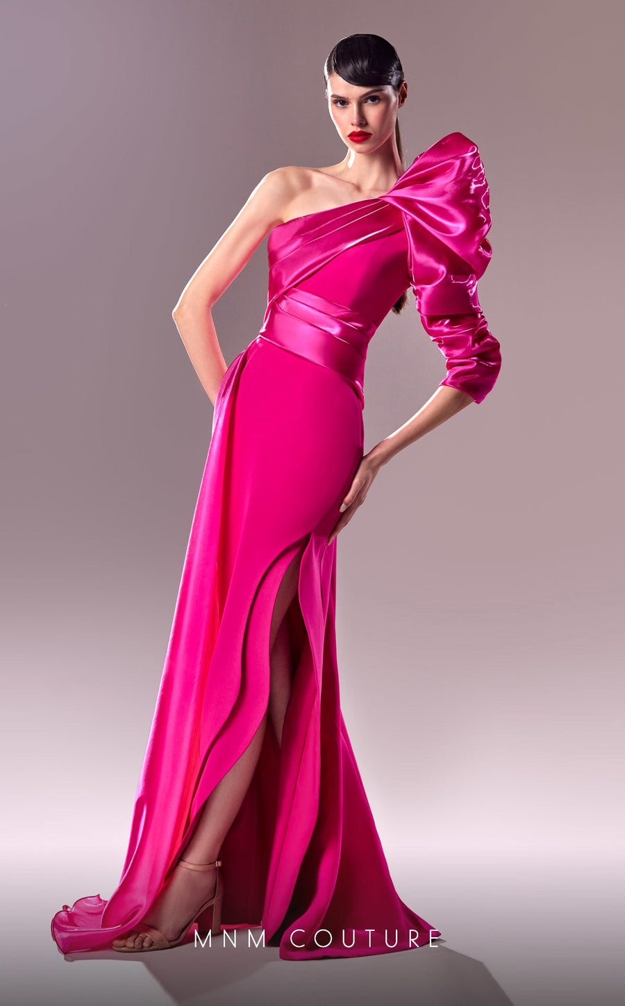 Formal Dresses Long Slit A Line Overskirt Formal Evening Dress  Fuchsia