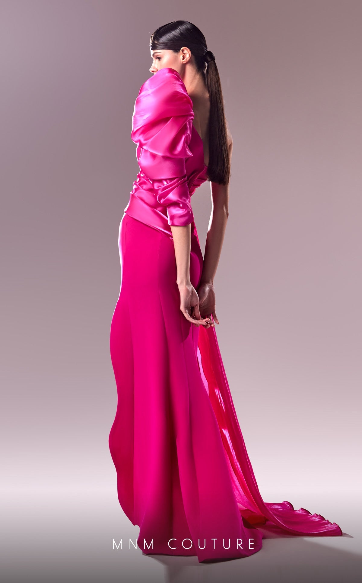 Formal Dresses Long Slit A Line Overskirt Formal Evening Dress  Fuchsia
