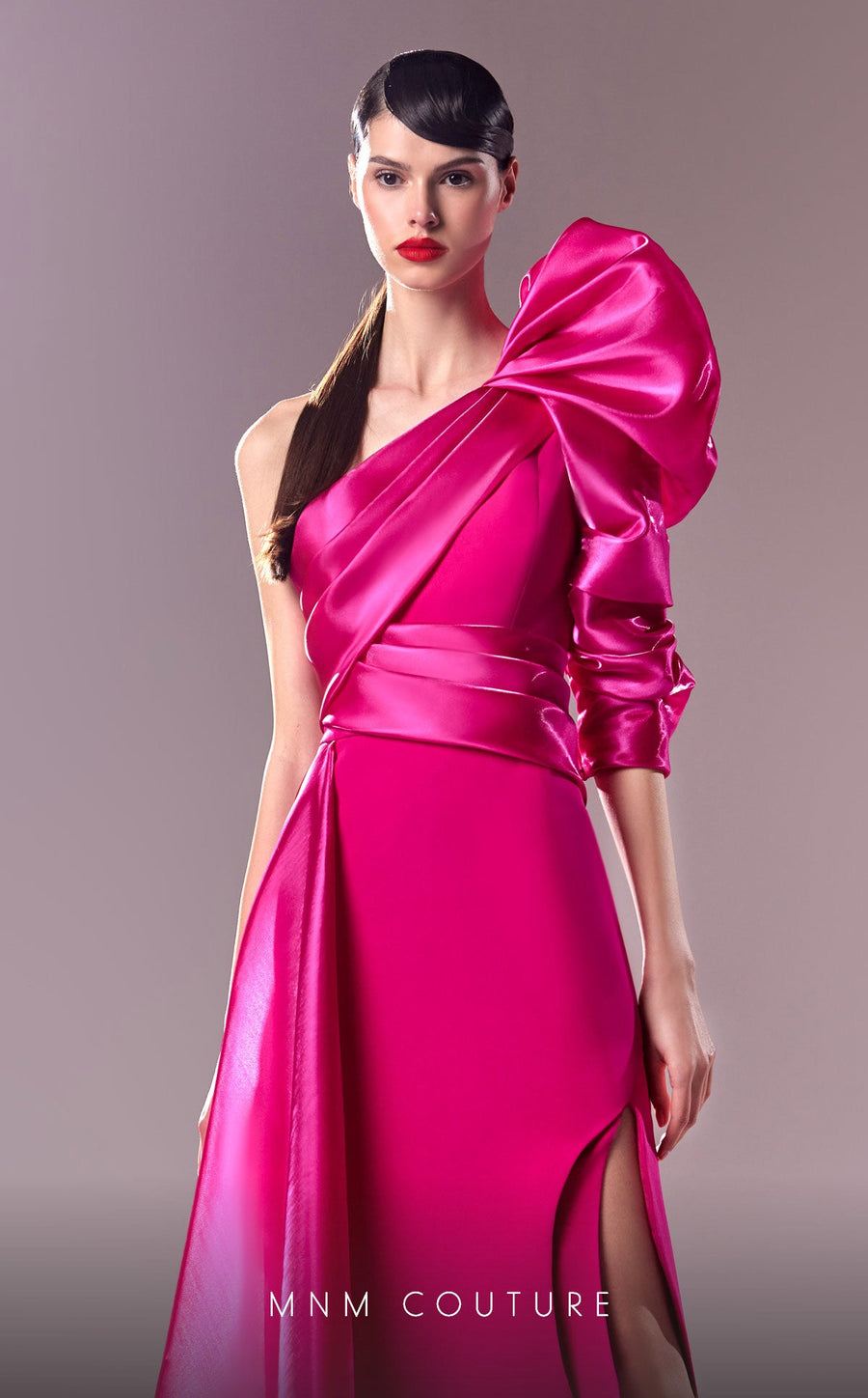 Formal Dresses Long Slit A Line Overskirt Formal Evening Dress  Fuchsia