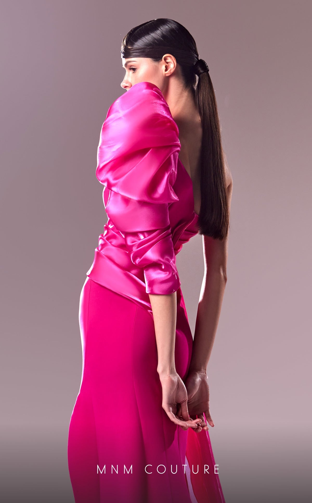 Formal Dresses Long Slit A Line Overskirt Formal Evening Dress  Fuchsia