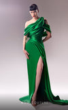 Formal Dresses Long Evening Pleated Slit Formal Dress  Green