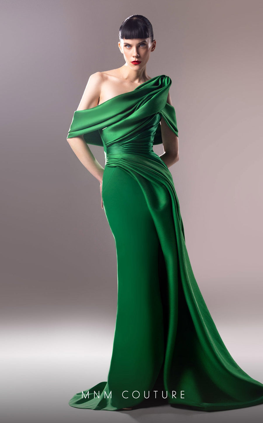 Formal Dresses Long Evening Pleated Slit Formal Dress  Green