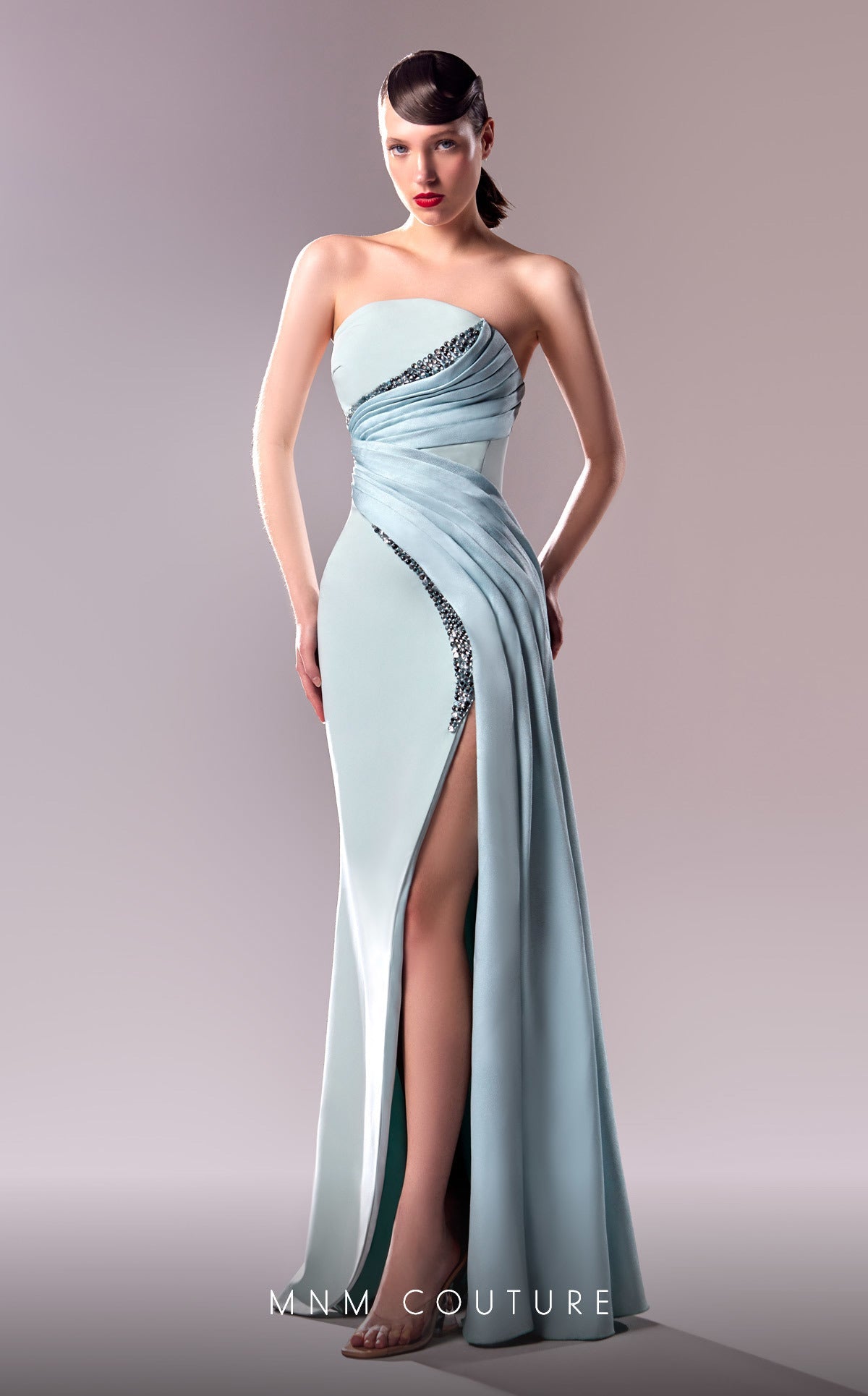 Prom Dresses Fitted Long Formal Overskirt Slit Prom Dress Blue