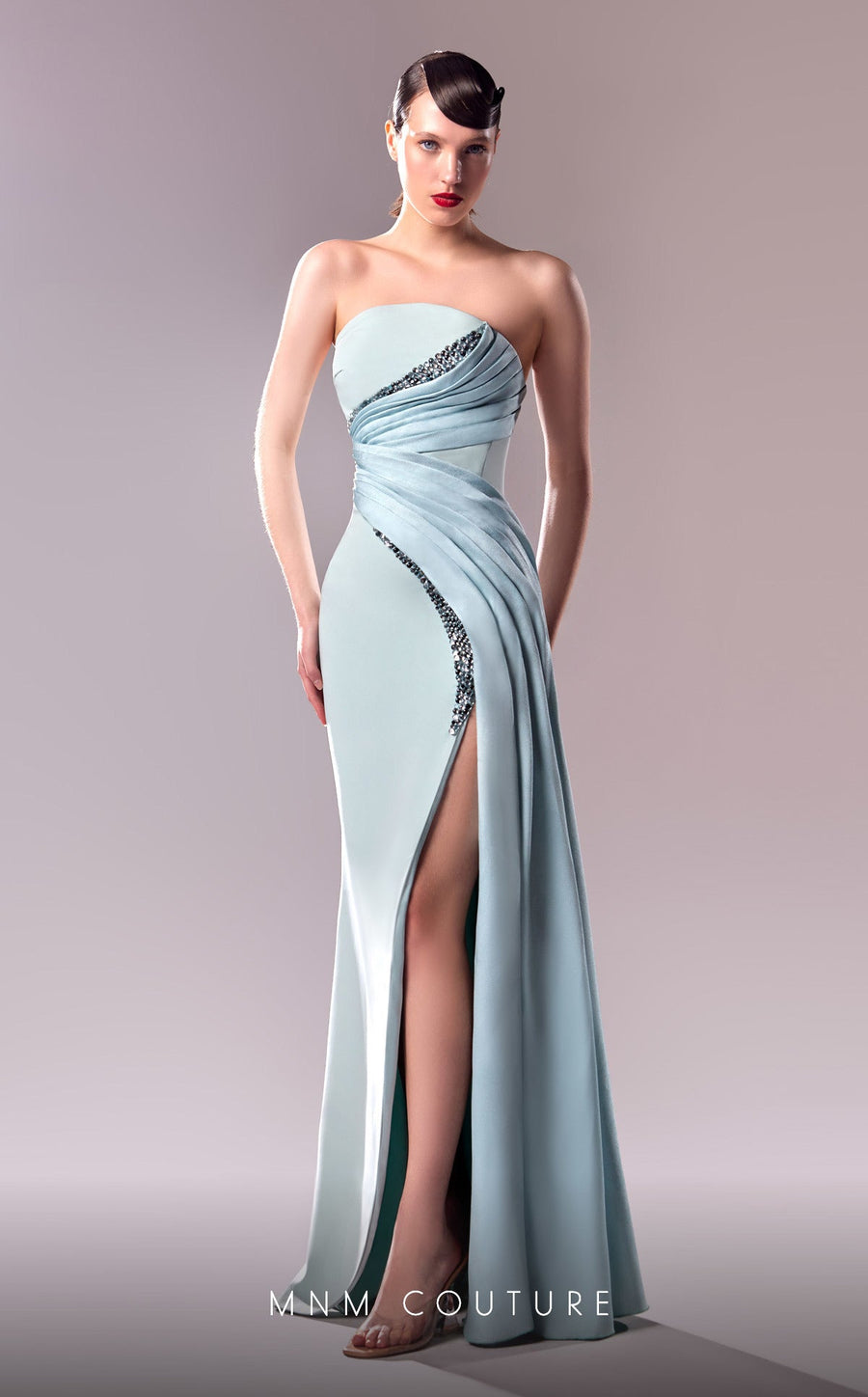 Prom Dresses Fitted Long Formal Overskirt Slit Prom Dress Blue