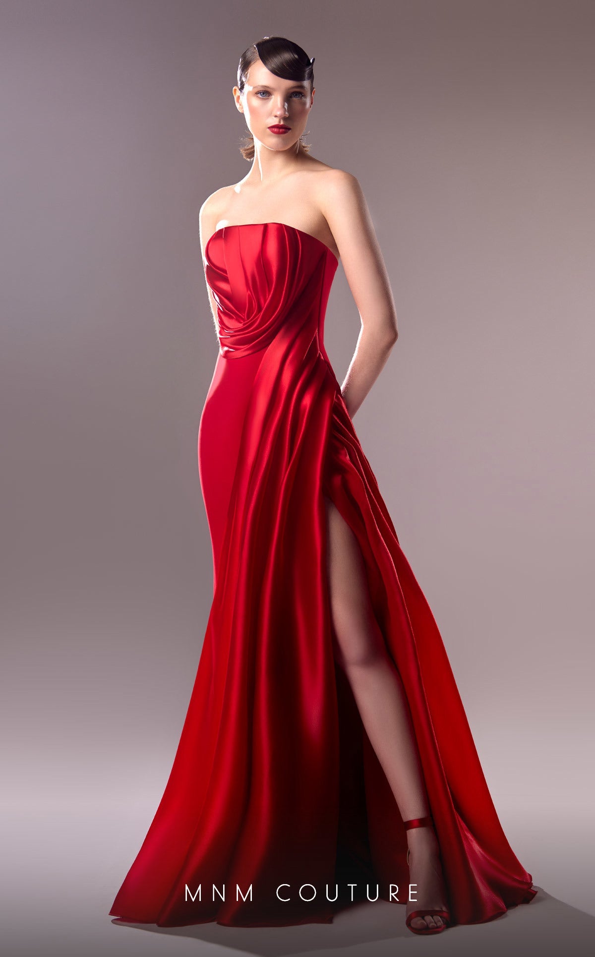 Prom Dresses Fitted Slit Long Mermaid Formal Prom Dres Red