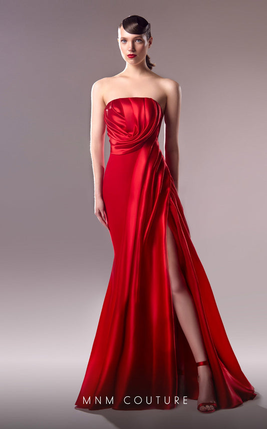Prom Dresses Fitted Slit Long Mermaid Formal Prom Dres Red