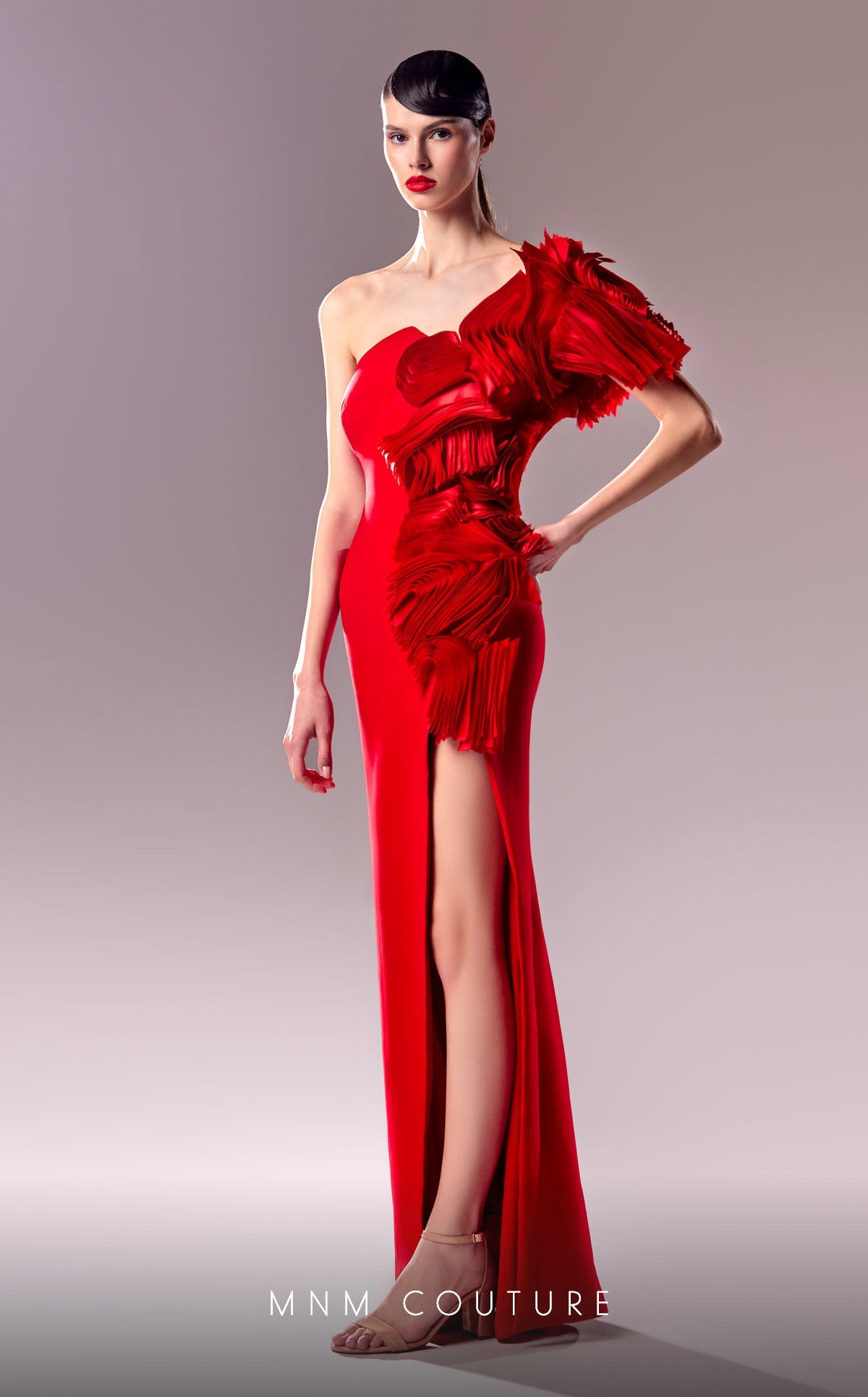 Formal Dresses Long Formal Ruffle Slit Evening Dress Red