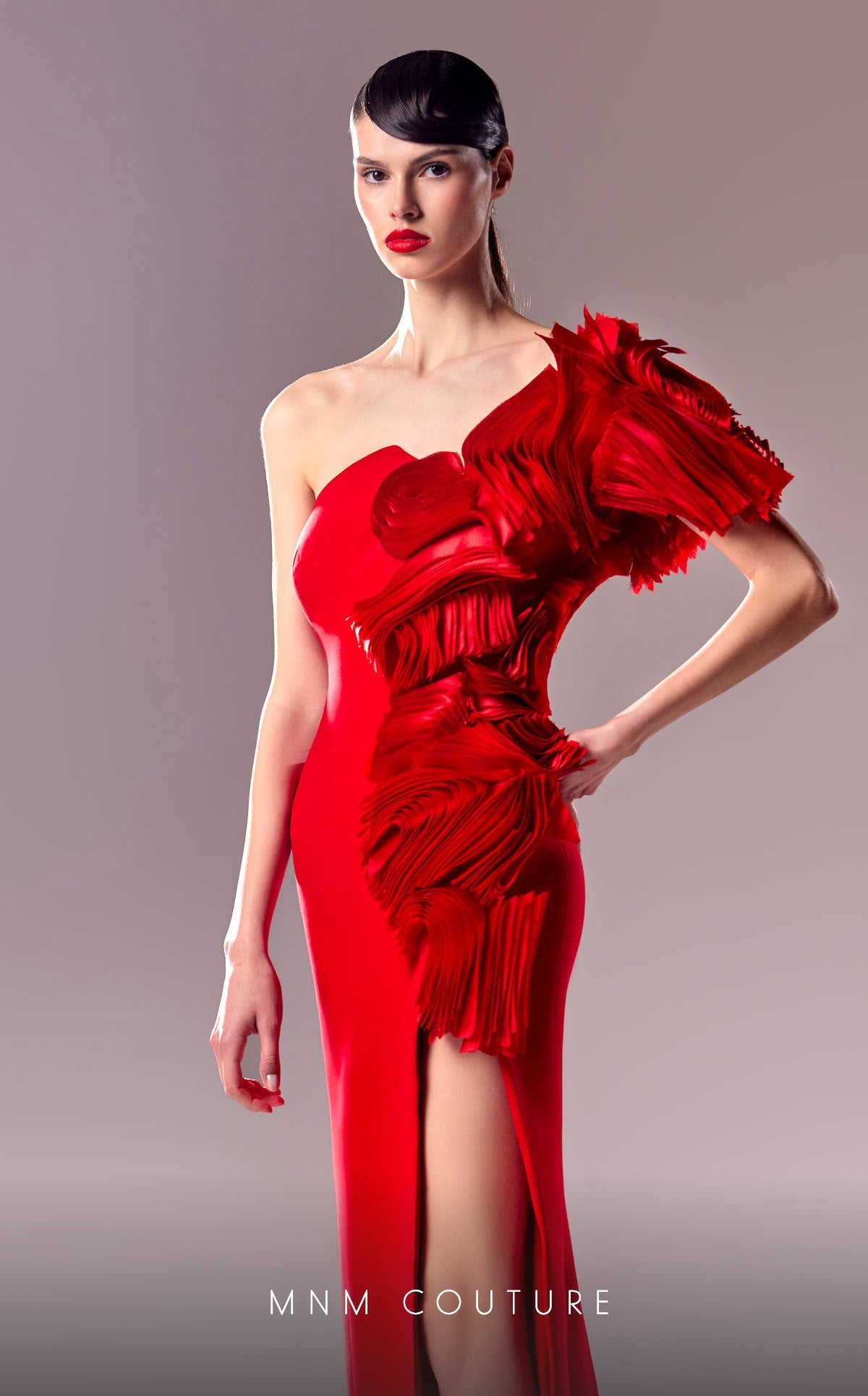 Formal Dresses Long Formal Ruffle Slit Evening Dress Red