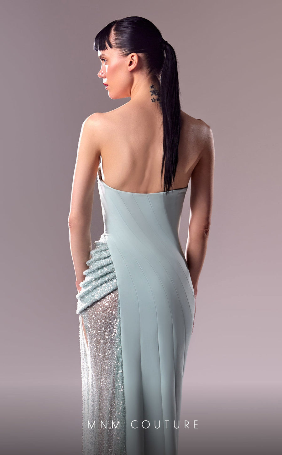 Prom Dresses Long Formal Beaded Mesh Prom Dress Blue