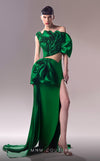 Prom Dresses Ruffle Evening Gown Slit Formal Prom Dress Green