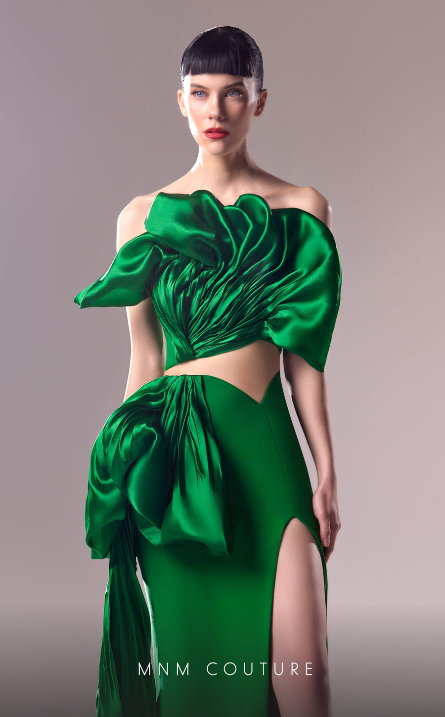 Prom Dresses Ruffle Evening Gown Slit Formal Prom Dress Green
