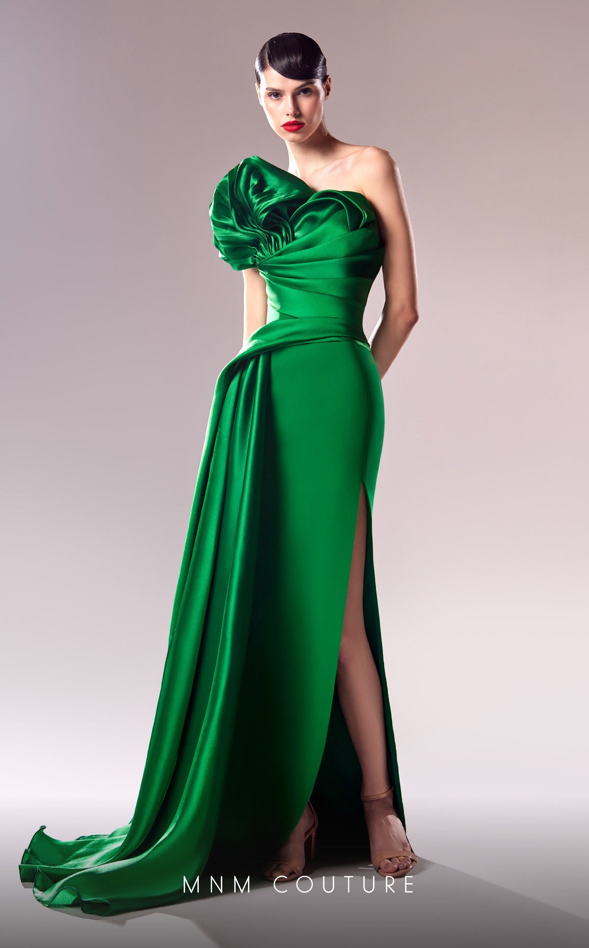 Formal Dresses Pleated Slit Long Formal Mermaid Prom Dress Green