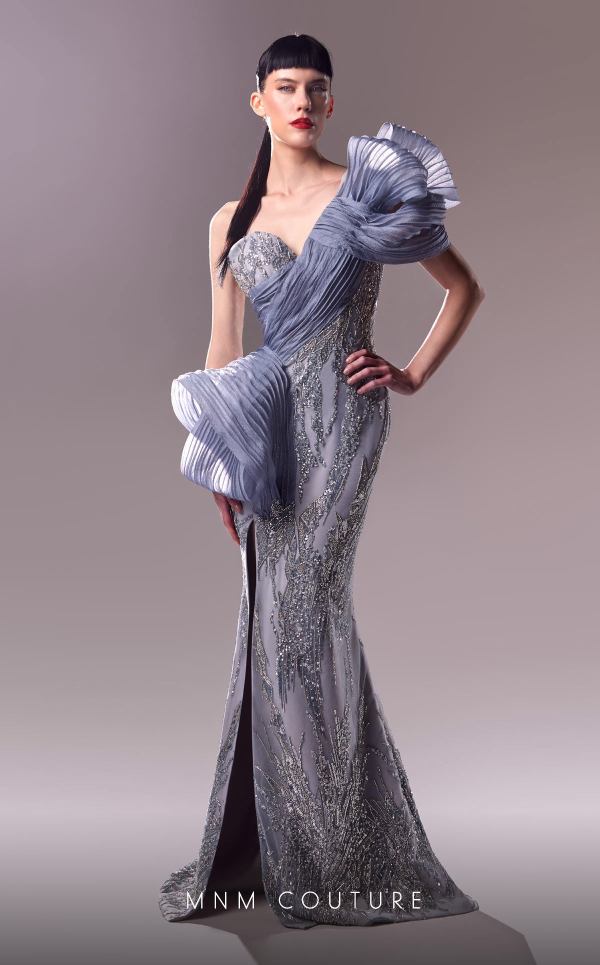 Formal Dresses Long Evening Gown Beaded Lace Fitted Formal Dress  Blue