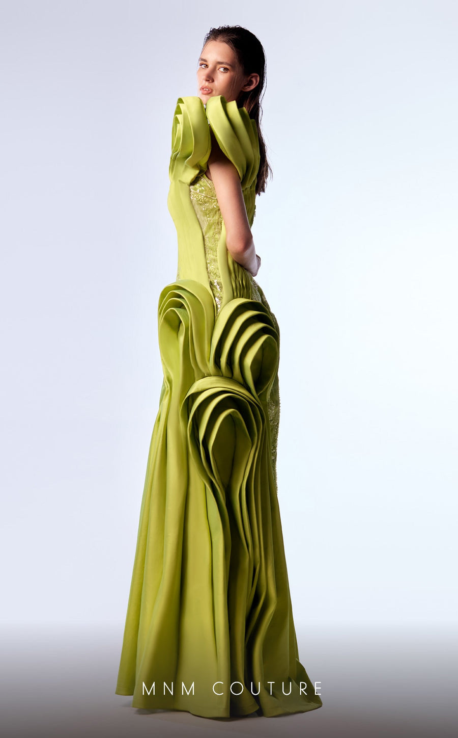 Prom Dresses Pleated Long Formal Beaded Mermaid Prom Dress Lime