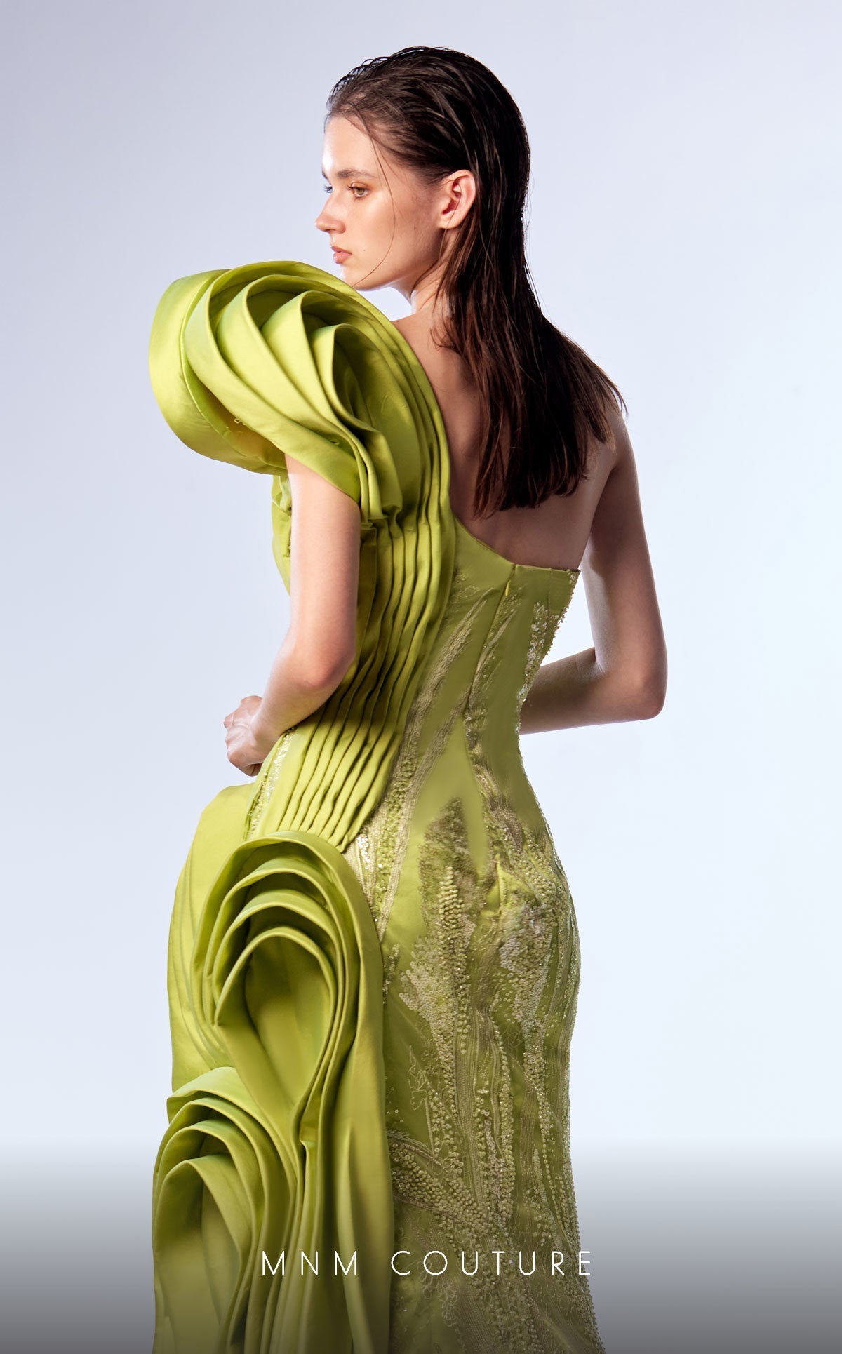 Prom Dresses Pleated Long Formal Beaded Mermaid Prom Dress Lime