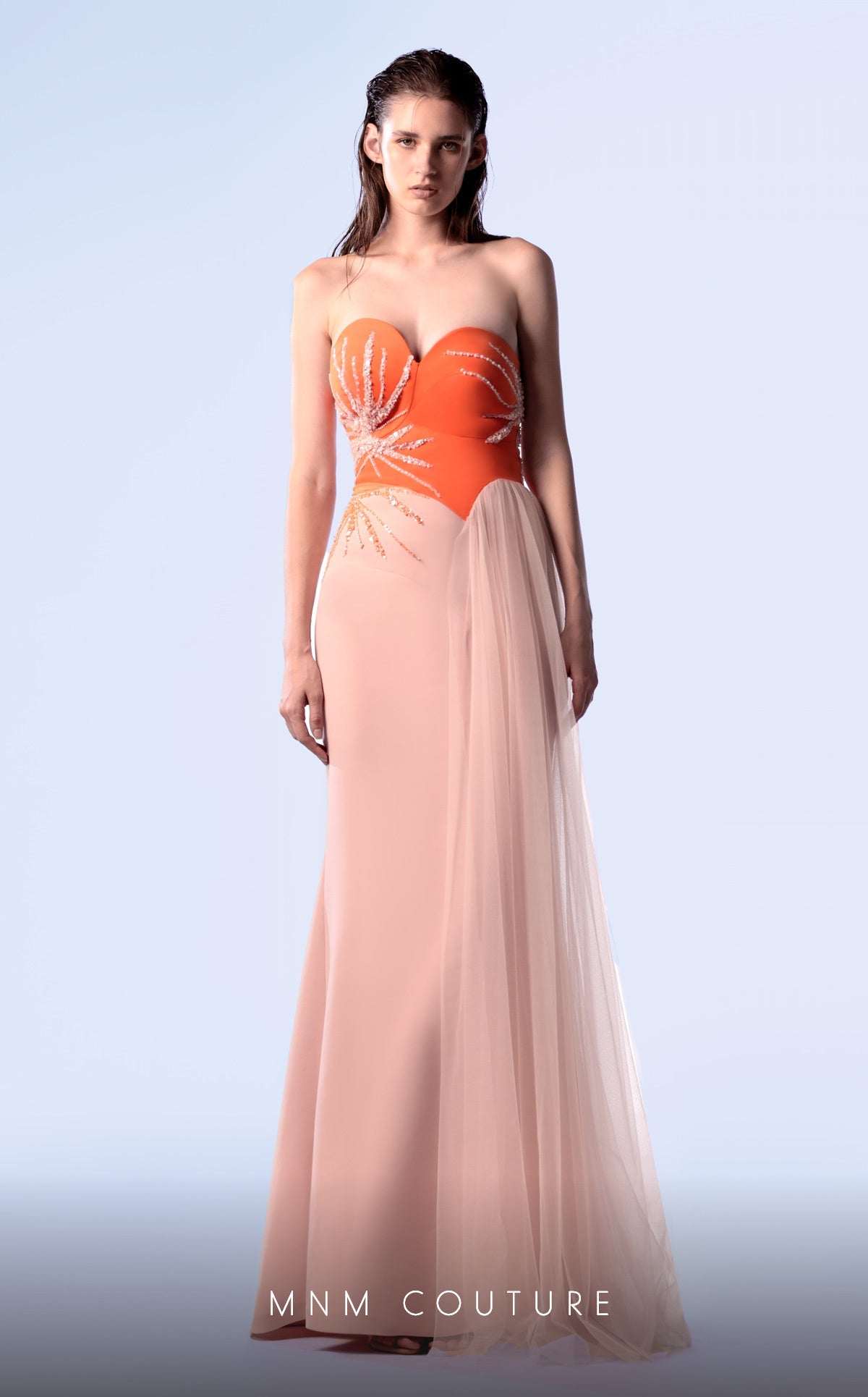 Formal Dresses Fitted Long Formal Beaded  Prom Dress Salmon/Orange