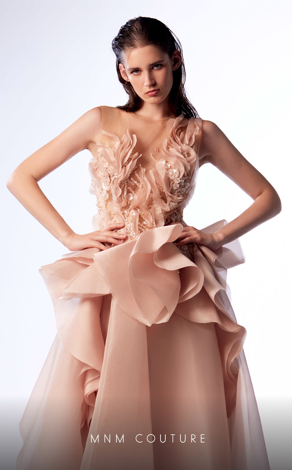 Formal Dresses A Line Long Formal Ruffled Peplum Evening Prom Dress Beige