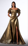 Formal Dresses Long Mermaid Metallic Overskirt Formal Dress Gold