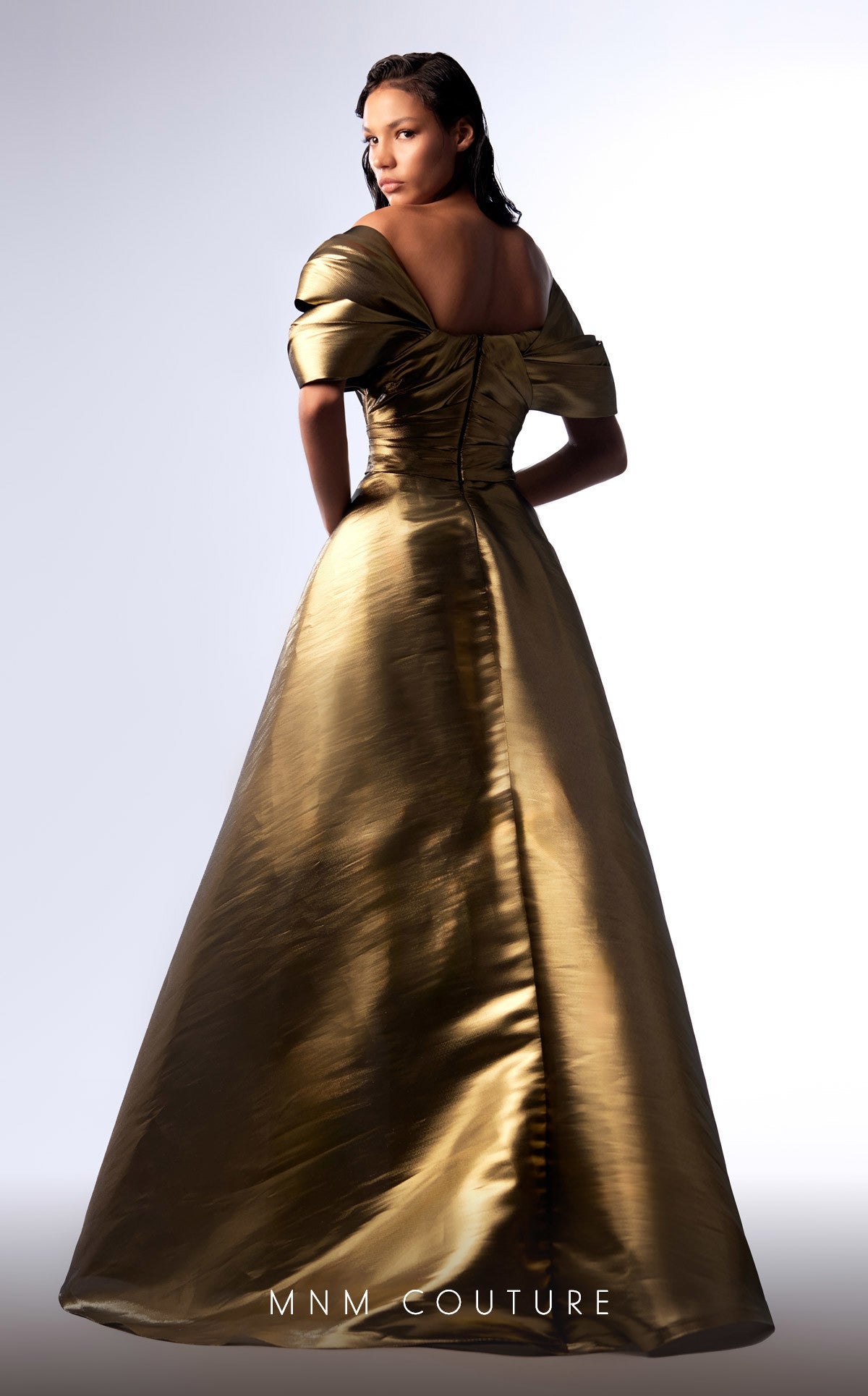 Formal Dresses Long Mermaid Metallic Overskirt Formal Dress Gold