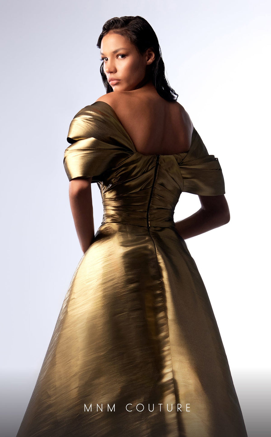 Formal Dresses Long Mermaid Metallic Overskirt Formal Dress Gold