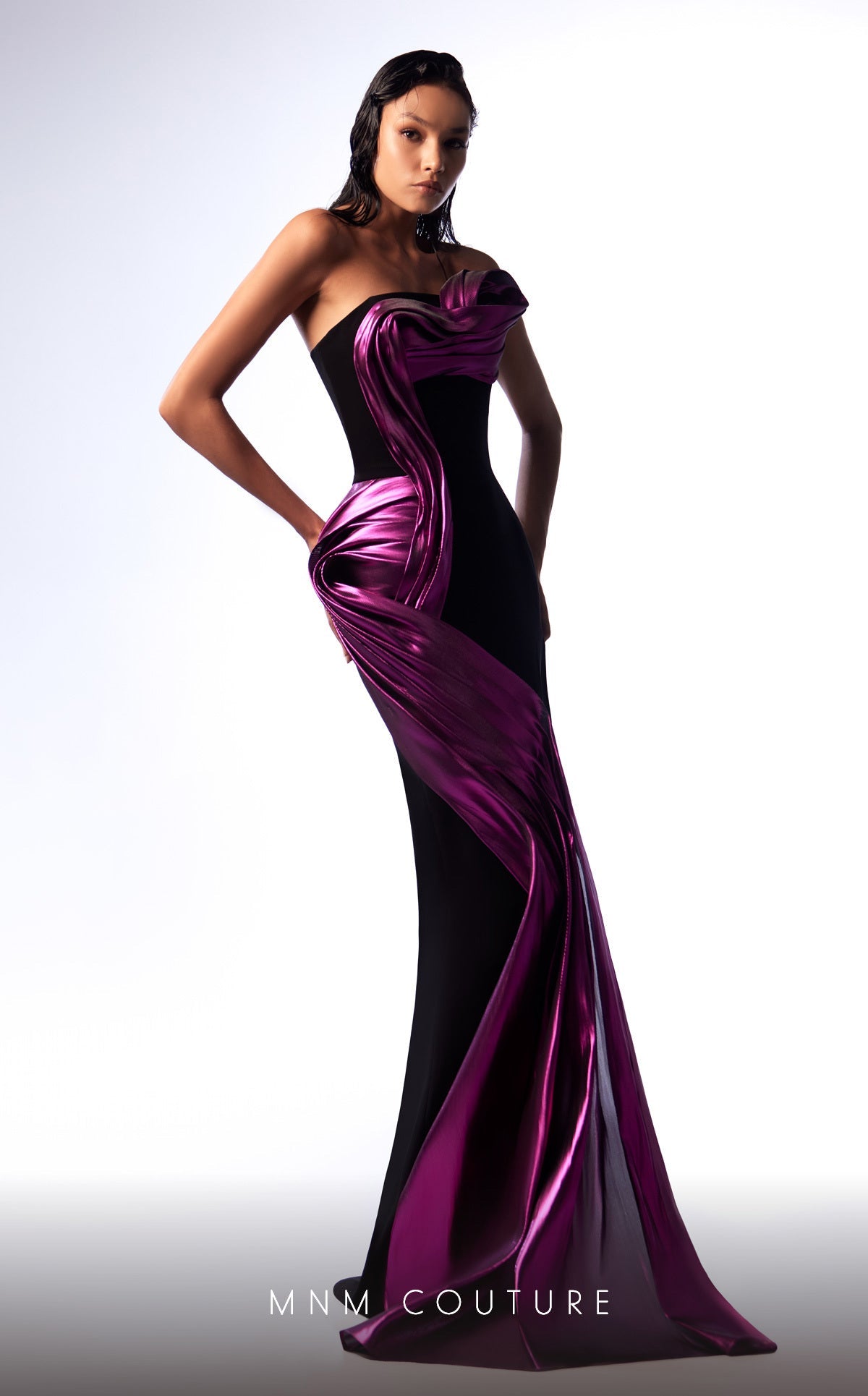 Prom Dresses Long Formal Pleated Metallic Mermaid Prom Dress Purple