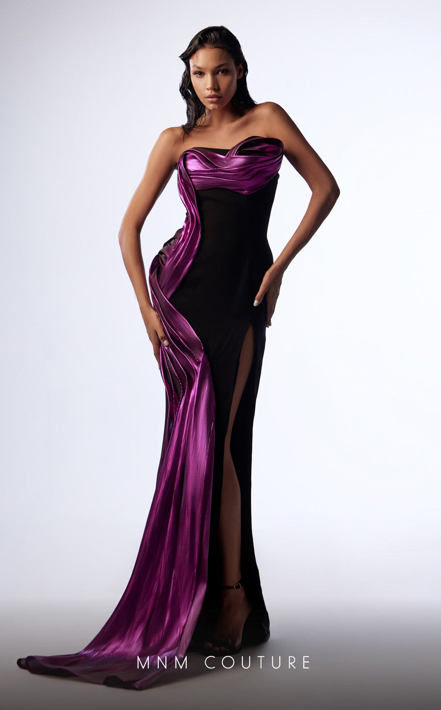 Prom Dresses Long Formal Pleated Metallic Mermaid Prom Dress Purple