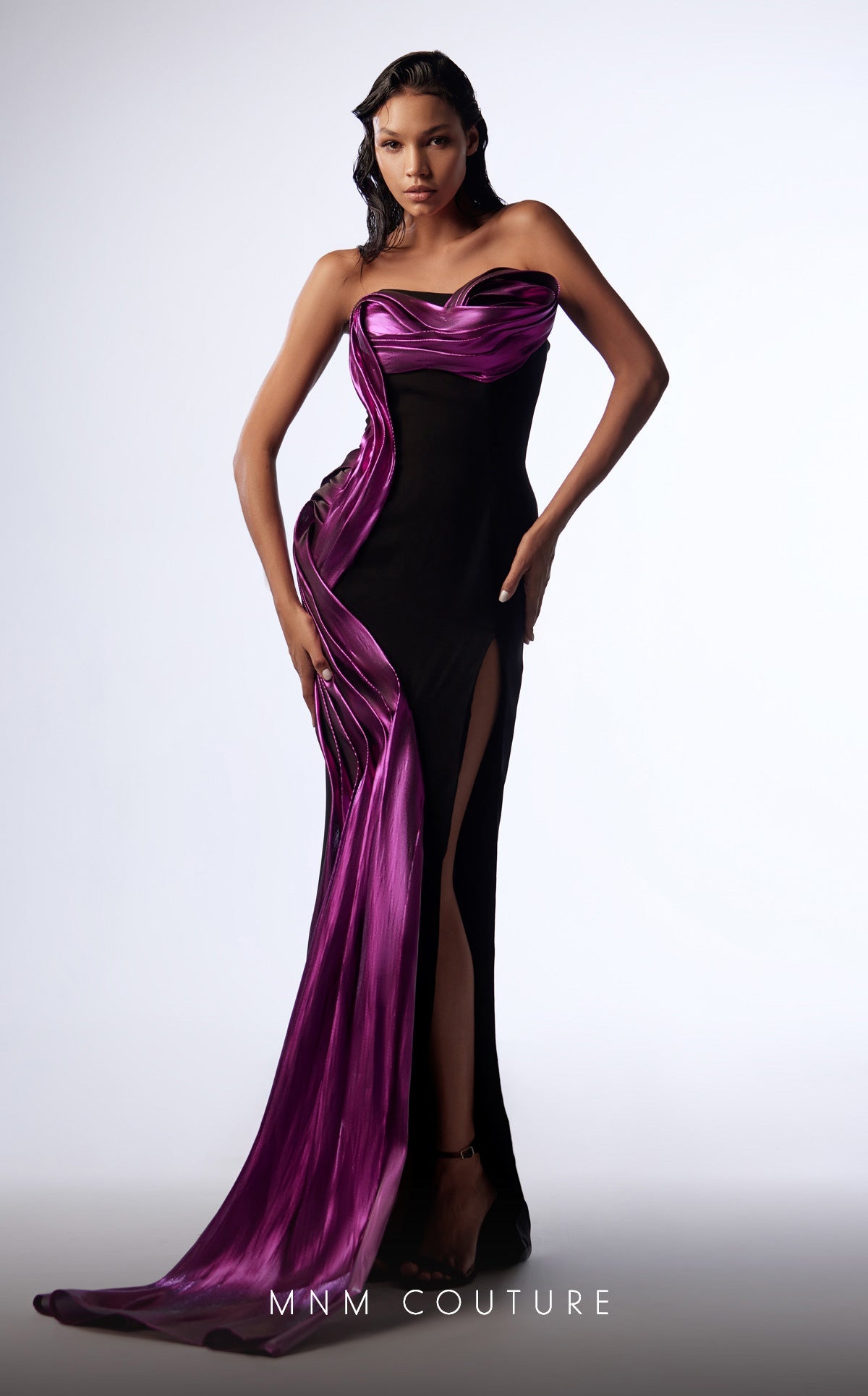 Prom Dresses Long Formal Pleated Metallic Mermaid Prom Dress Purple