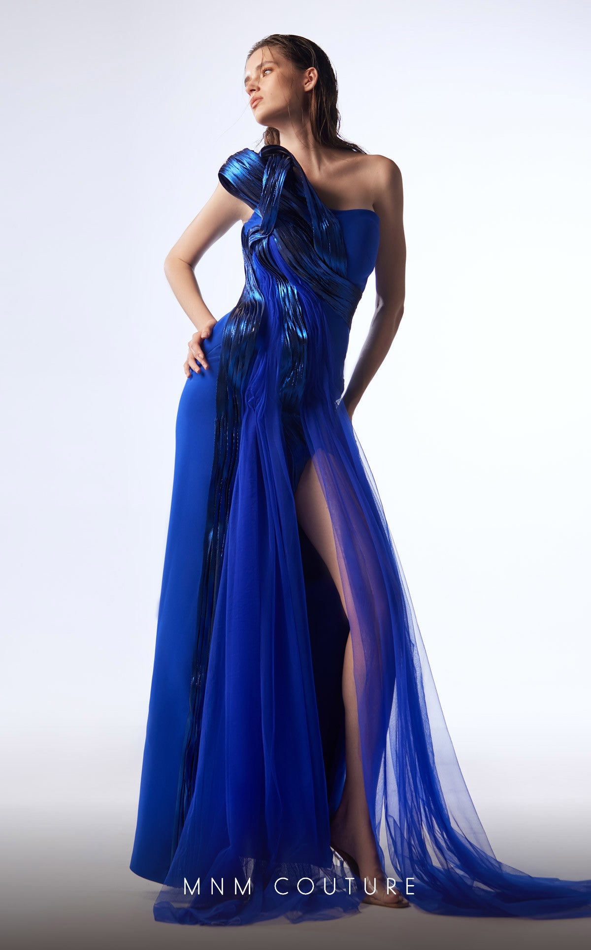 Prom Dresses Fited Long Mermaid Formal Metallic Prom Dress Blue