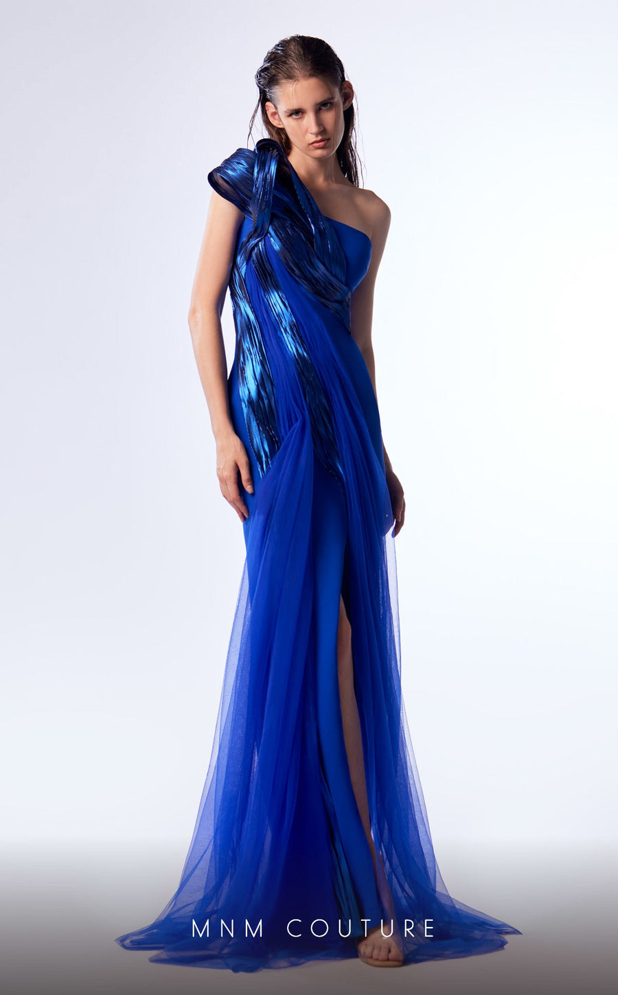 Prom Dresses Fited Long Mermaid Formal Metallic Prom Dress Blue