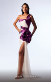 Formal Dresses Fitted Long Formal Slit Metallic Prom Dress White/Purple